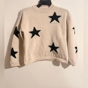 SHEIN Beige Girls Sweater with Black Stars All Over (non itchy material) 11-12y